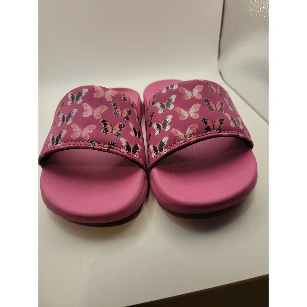 Little Girls Reef Flip Flops Size 1 Big Kid Butterfly Pink Summer